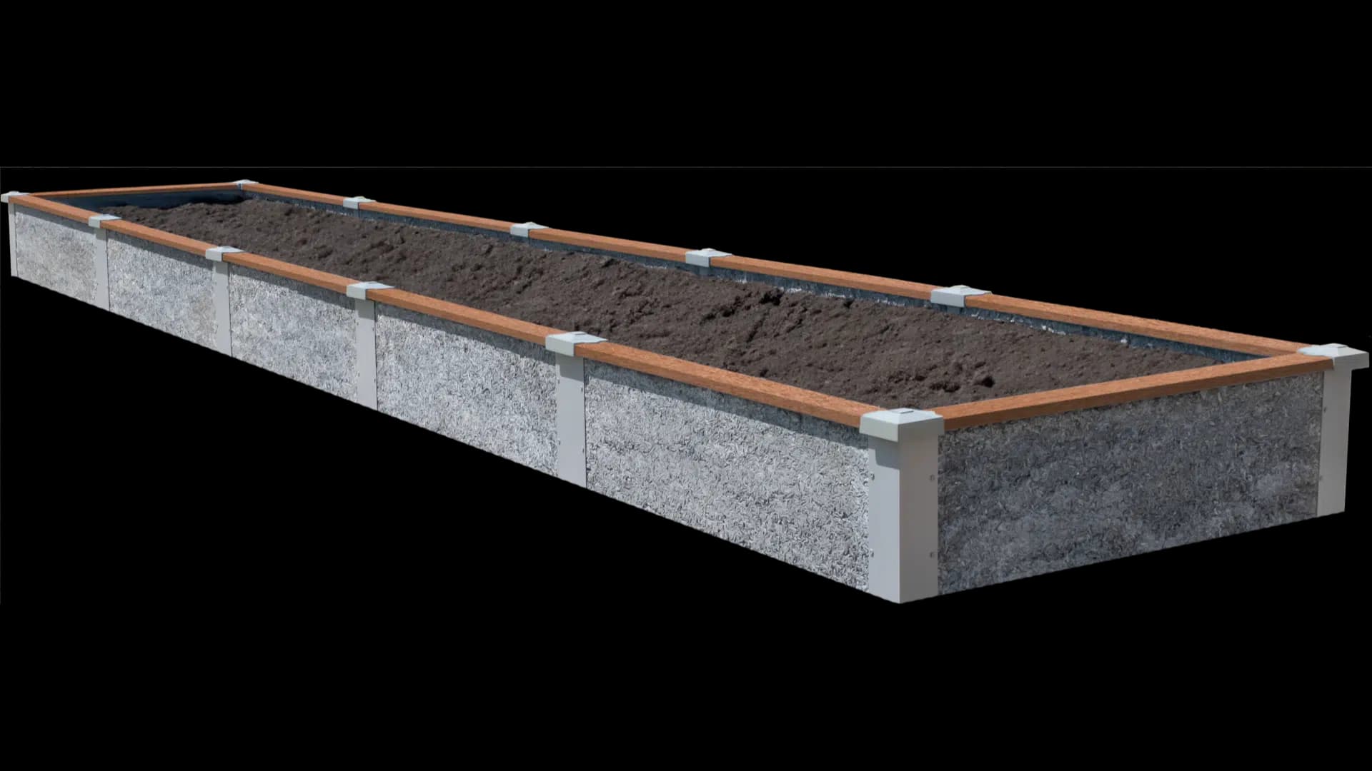 4’x20’x1′ Long Rectangle Raised Garden Bed Kit | TimberTech Trim