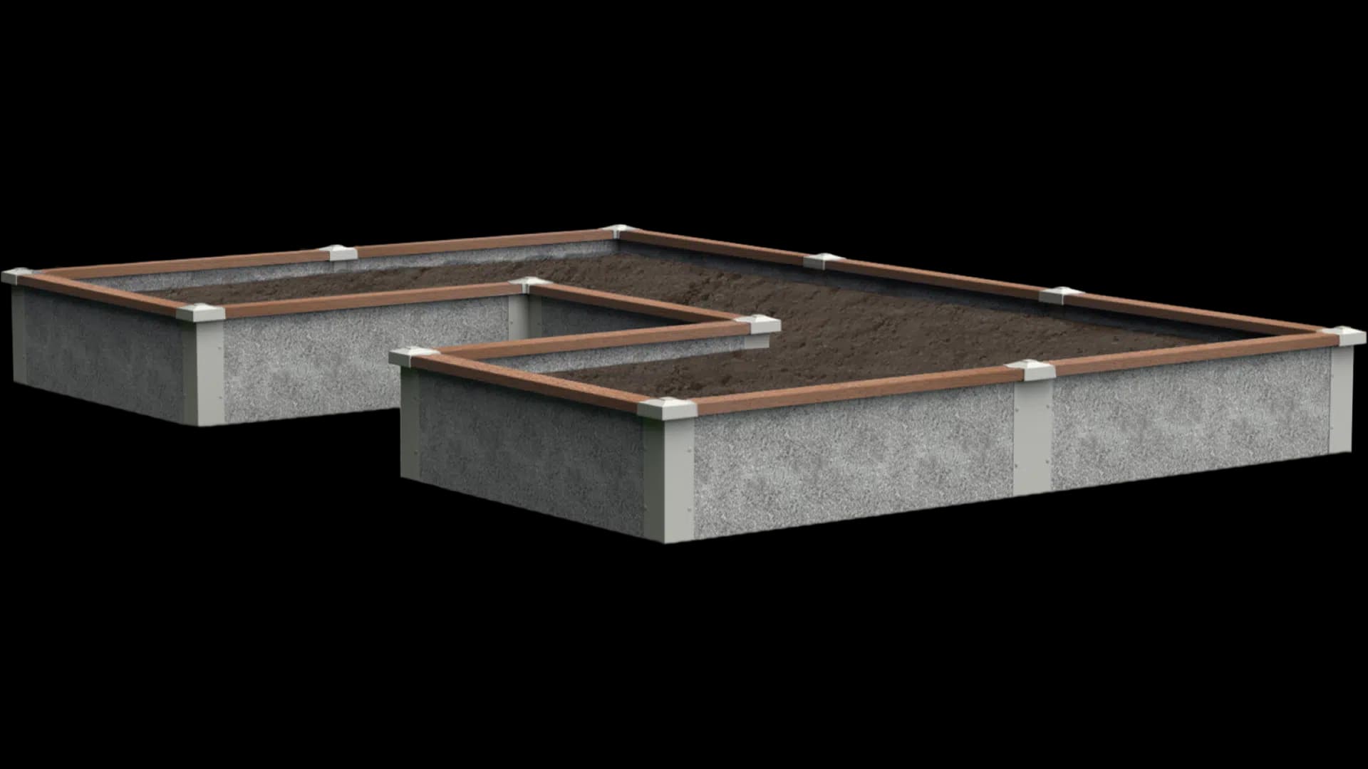 8’x12’x1′ U-Shaped Raised Garden Bed Kit | TimberTech Trim