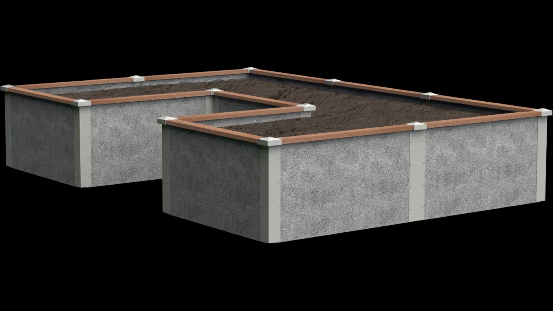 8’x12’x2′ U-Shaped Raised Garden Bed Kit | TimberTech Trim