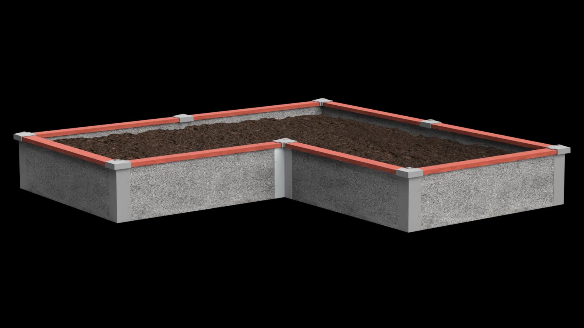 8’x8’x1’ L Shaped Raised Garden Bed Kit