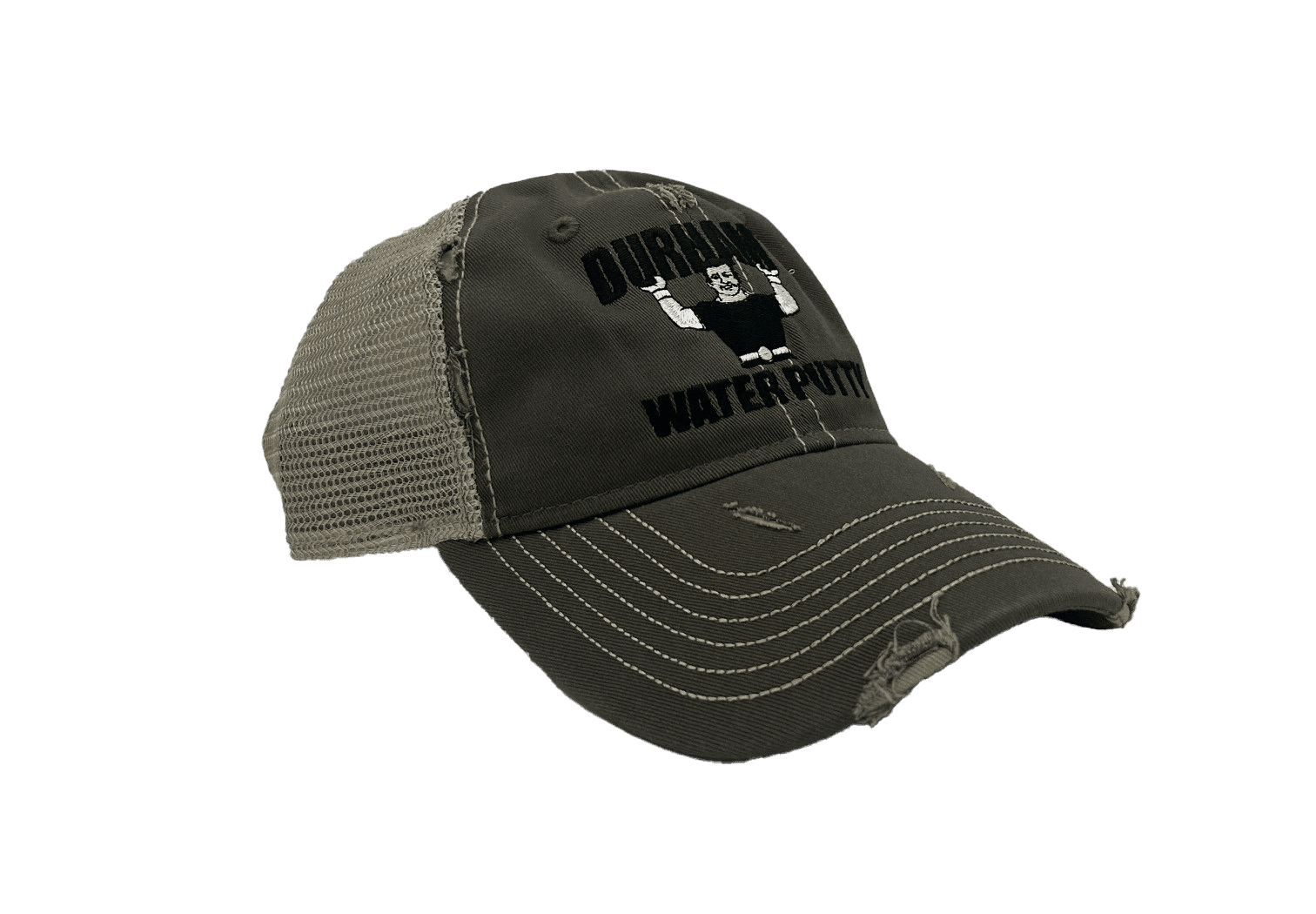Durham’s Water Putty – Olive Canvas Distressed Mesh Hat - thumbnail 2