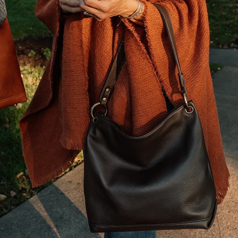 Leather Slouch Bag <br />Cocoa