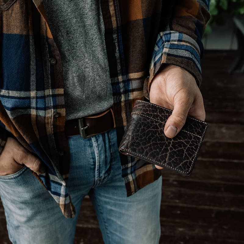 The Bifold Wallet With ID Window <br /> Chocolate Bison