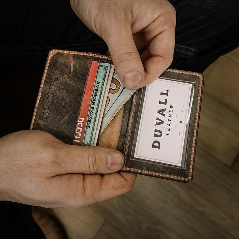 The Credit Card Wallet with ID Window<br />Dakota Bison Leather - thumbnail 2