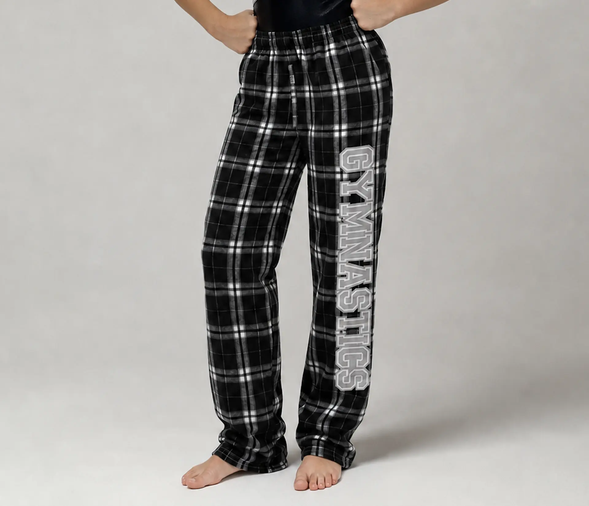 Black Plaid Gymnastics Flannel Pants