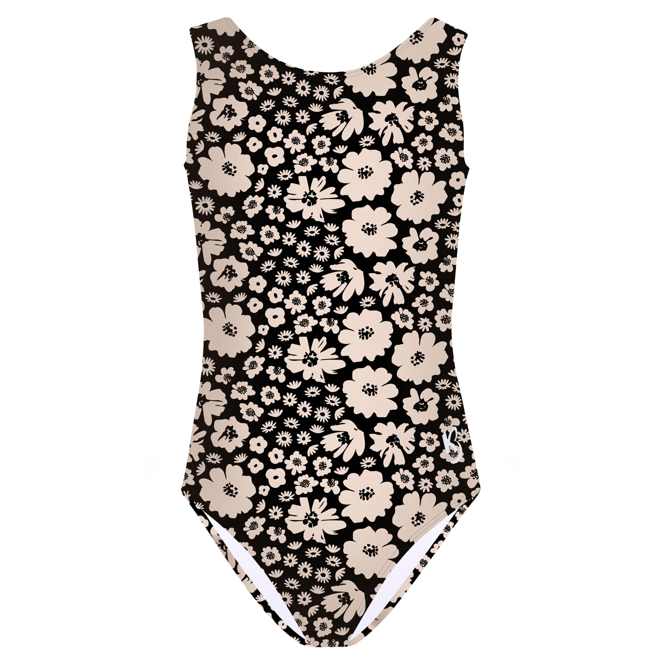 Ditsy Noir Open-Back Leotard