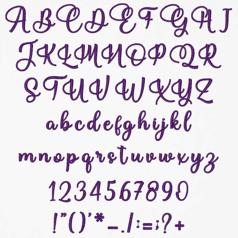 Embroidery Legacy Font (ELF): Belia Script 20mm - thumbnail 2