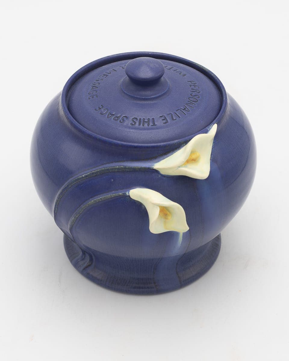 Calla Lily Small Lidded Urn in Indigo - thumbnail 4