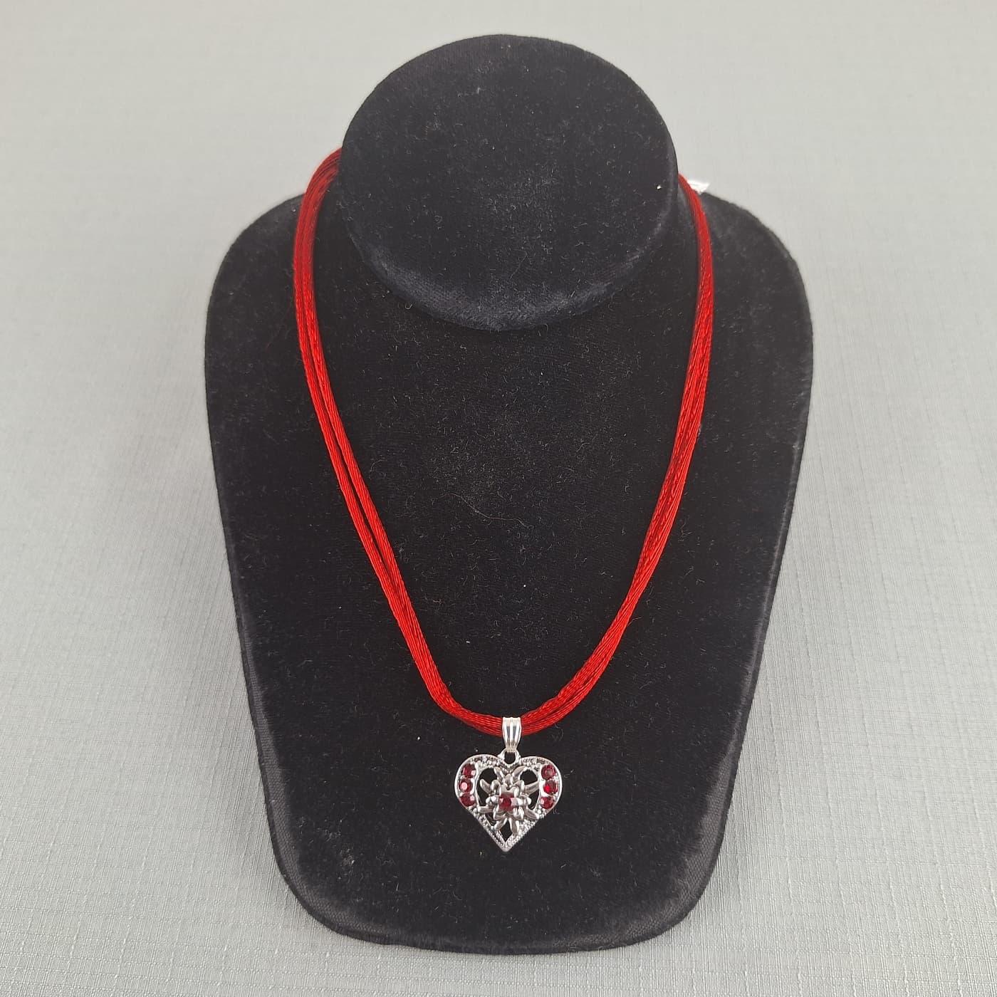 Corded Edelweiss Heart Necklace