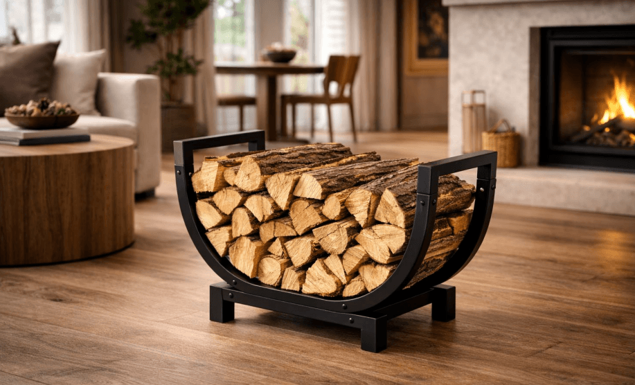 Compact Indoor Fireplace Log Holder
