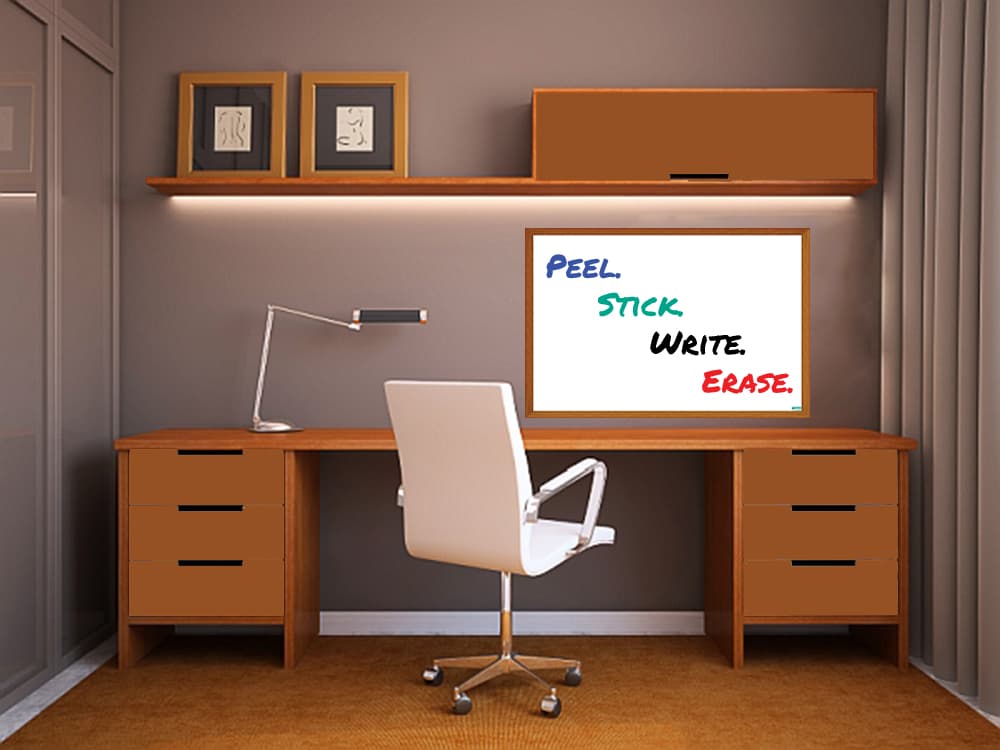 Everase Re-Stic Dry Erase Surface – Walnut Faux Frame, 2 x 3 ft. - thumbnail 4
