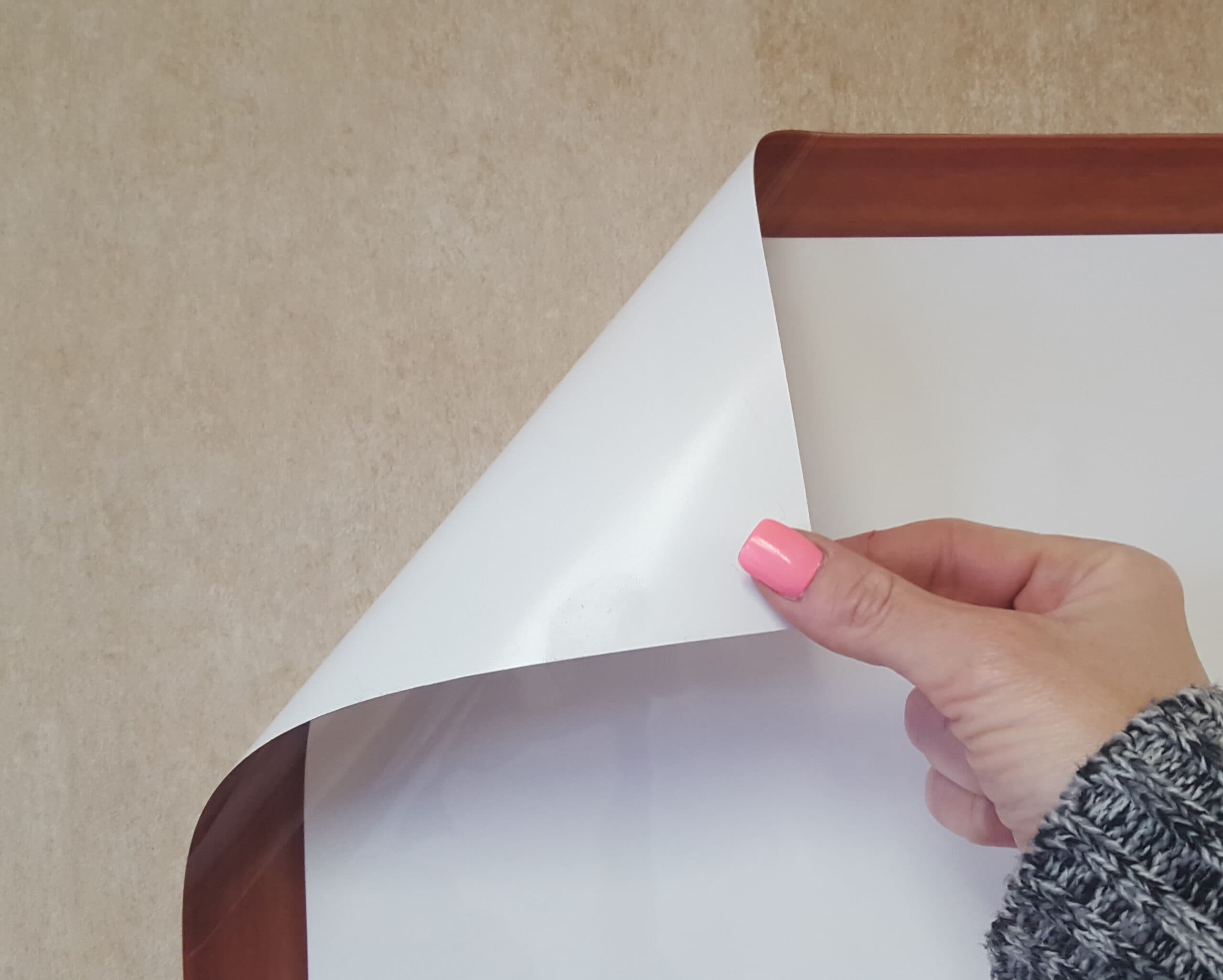 Everase Re-Stic Dry Erase Surface – Walnut Faux Frame, 2 x 3 ft. - thumbnail 3
