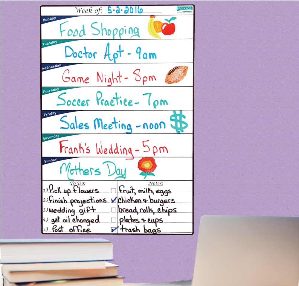 Everase Re-Stic Dry Erase Surface – Weekly Planner & To Do List, 12 x 18 in.