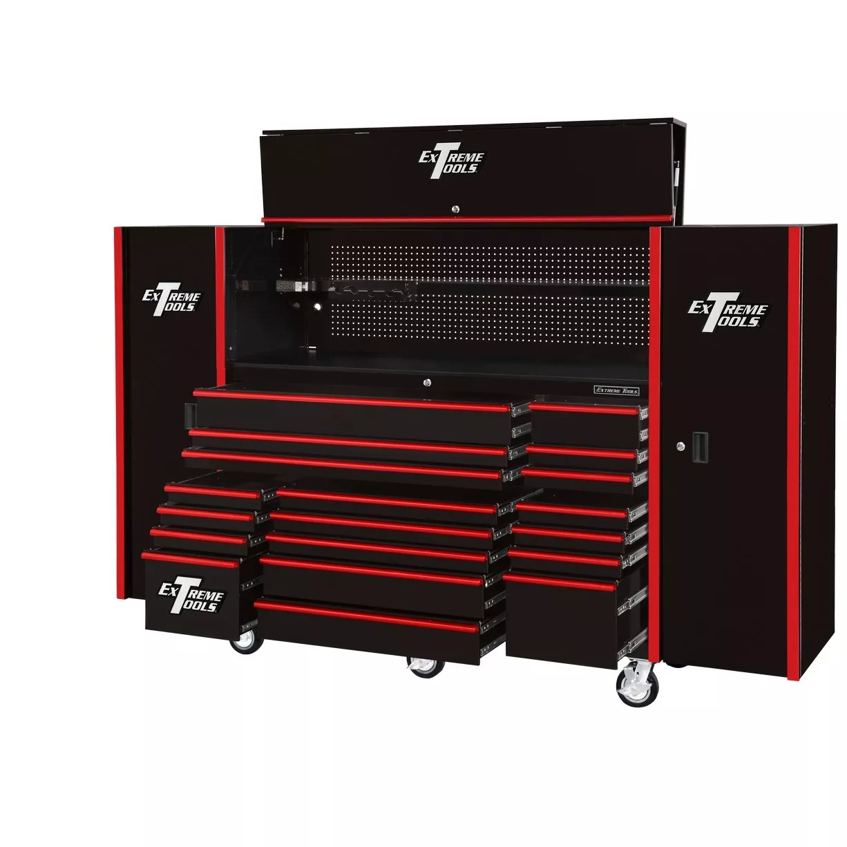 Extreme Tools 72″ x 25″ 19 Drawers Roller, Hutch & 2 Side Lockers Combo
