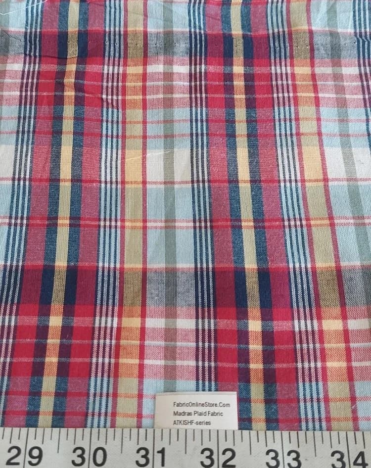 Madras Plaid Fabric For Shirts, Blouses, Coats, Pants, Dresses, Bags &amp; Costumes.