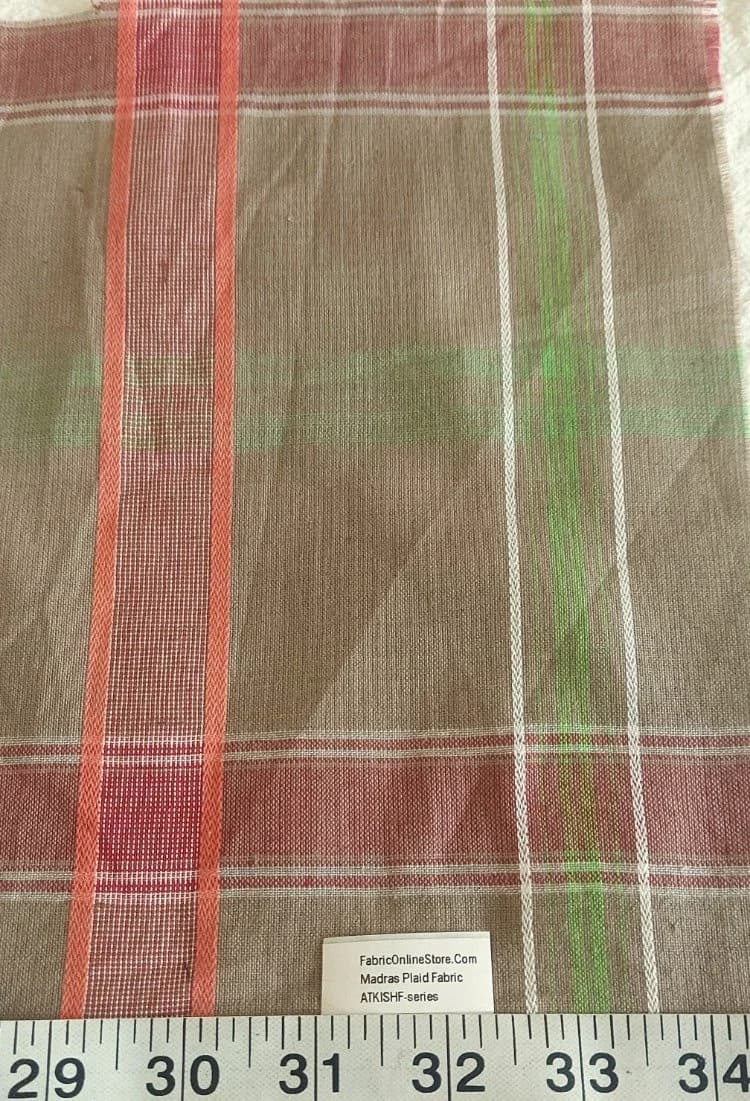 Madras Plaid Fabric For Shirts, Blouses, Coats, Pants, Dresses, Bags &amp; Costumes.