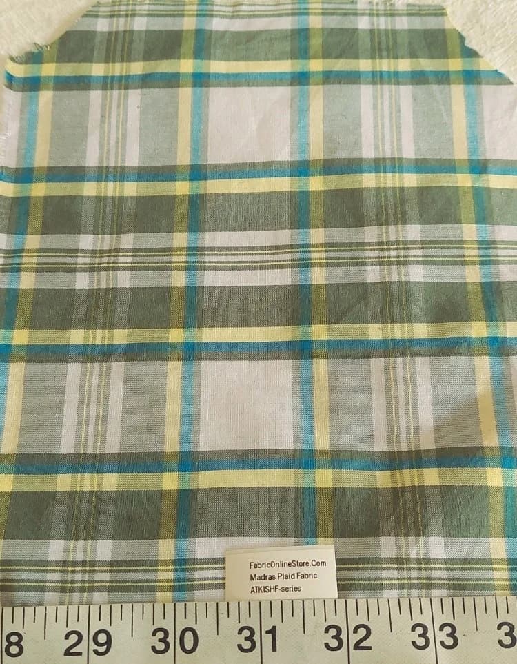 Madras Plaid Fabric For Shirts, Blouses, Coats, Pants, Dresses, Bags &amp; Costumes.