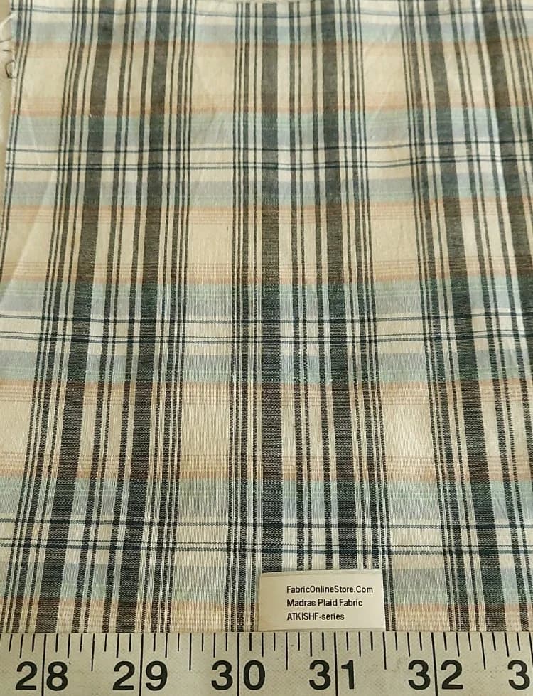 Madras Plaid Fabric For Shirts, Blouses, Coats, Pants, Dresses, Bags &amp; Costumes.