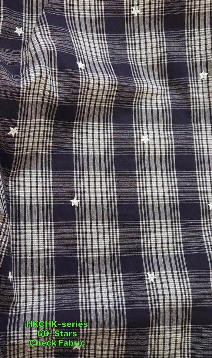 Stars Embroidered Plaid Fabric For Shirts, Blouses, Coats, Pants, Dresses, Bags &amp; Costumes. - thumbnail 2
