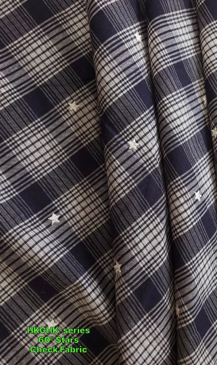 Stars Embroidered Plaid Fabric For Shirts, Blouses, Coats, Pants, Dresses, Bags &amp; Costumes.