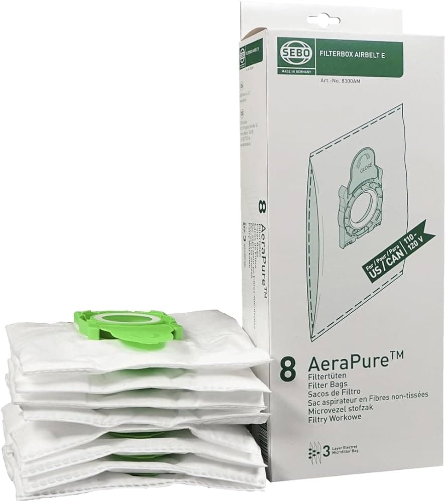 SEBO AIRBELT Filter Bag Box – E Series (8-Pack)