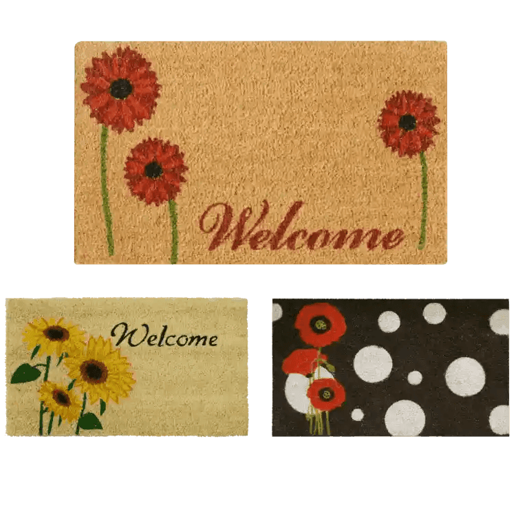 Rubber-Cal Welcome “Floral Door Mat” Kit – 18″ x 30″ – 3 Doormats