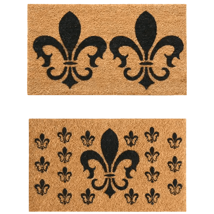 Rubber-Cal “Fleur de Lis Flower” Doormat Kit – 18″ x 30″ – 2 Door Mats