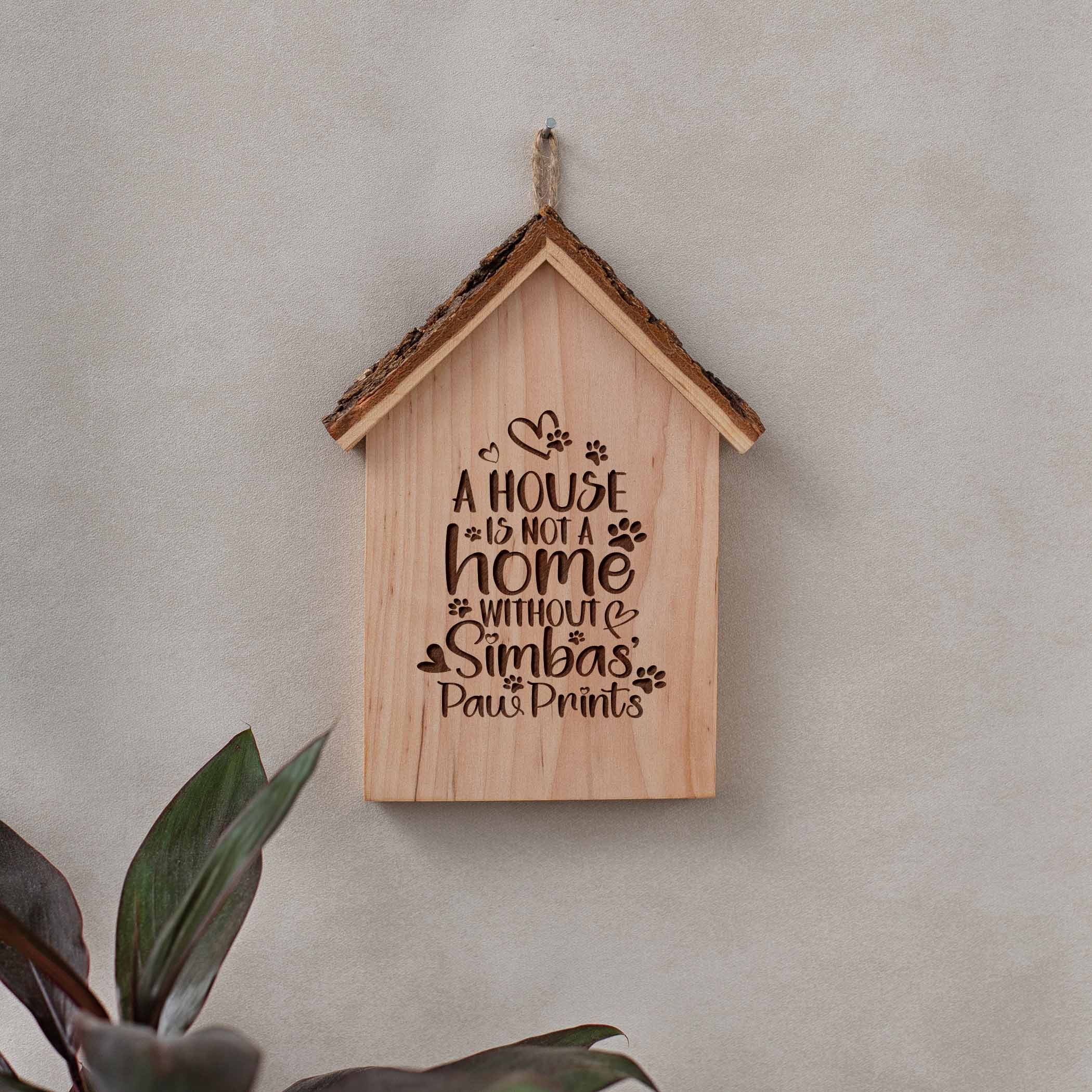 Personalized Rustic Pet Sign – Wooden Paw Print Plaque with Pet’s Name