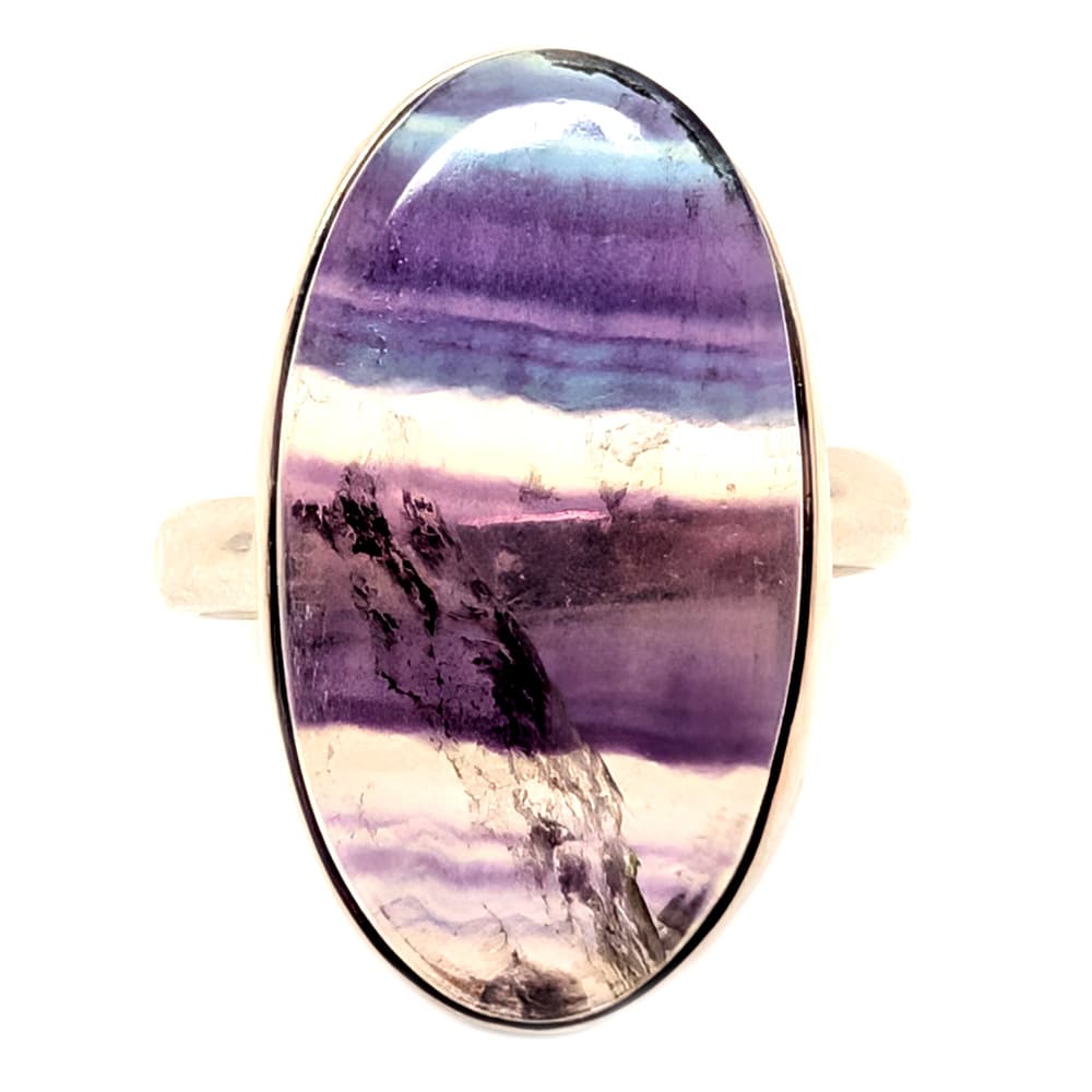 Fluorite Oval Sterling Silver Ring; size 10 - thumbnail 2