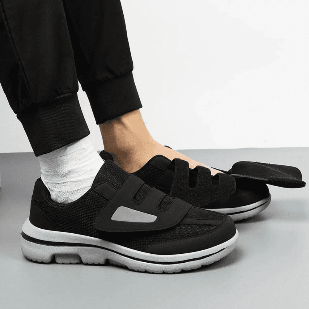 AFO Friendly Velcro Hook and Loop Black Mesh Wide Women’s Shoe - thumbnail 5