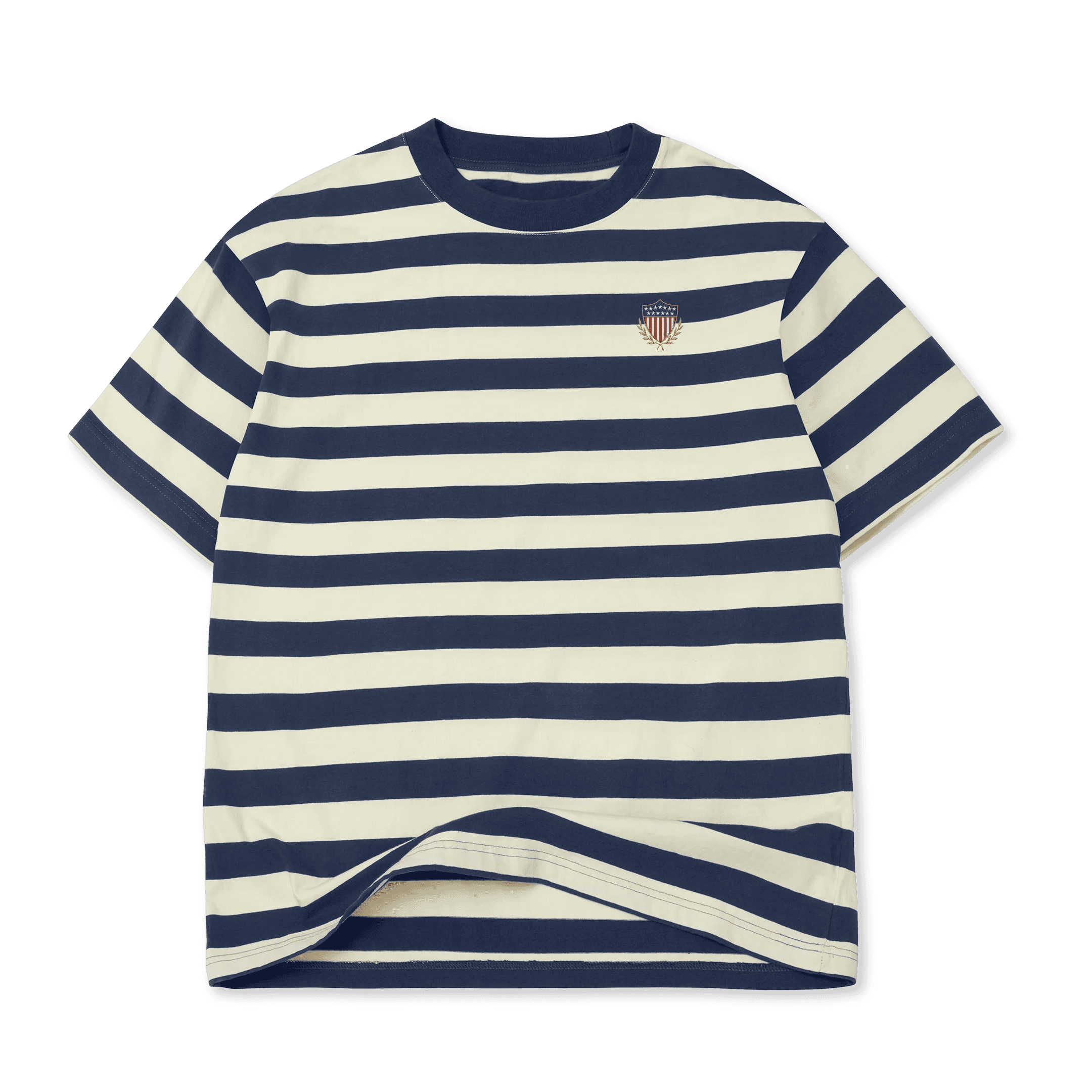 Embroidered Crest Striped Tee