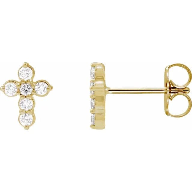 Diamond Cross Earring Set (14kt Yellow Gold) - thumbnail 2