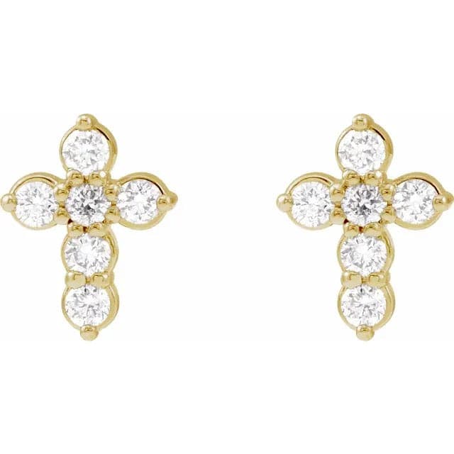 Diamond Cross Earring Set (14kt Yellow Gold)