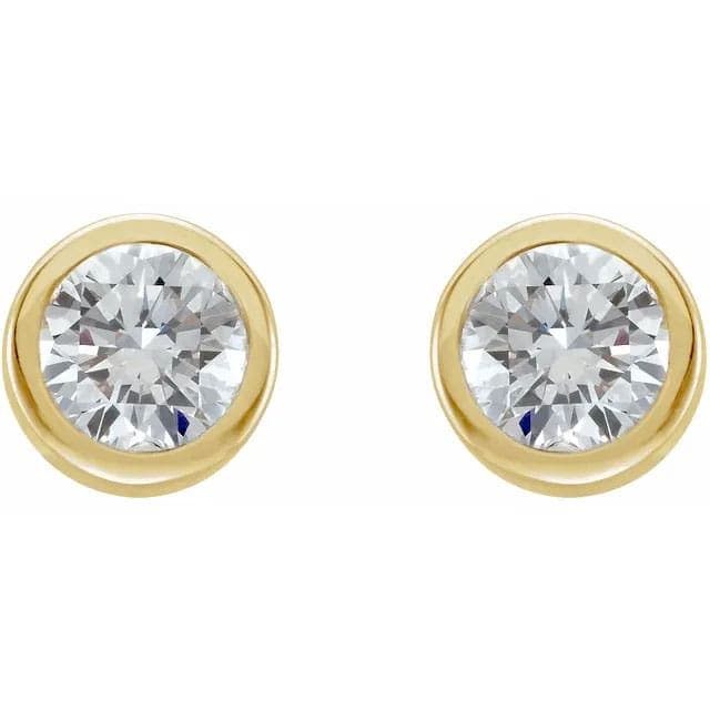 Diamond Bezel Set Stud Earrings (14kt Yellow Gold)