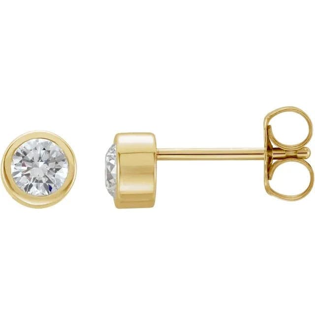 Diamond Bezel Set Stud Earrings (14kt Yellow Gold) - thumbnail 2
