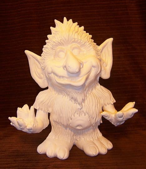 Large Standing Paintable Ceramic Lawn Troll w/ Frog Figurine