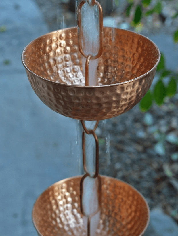 Pure Copper Singing Bowl Rain Chain-5373-COP - thumbnail 4
