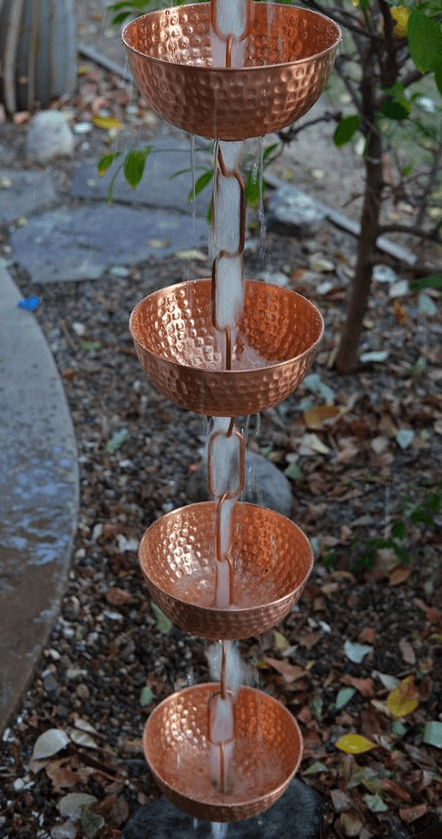 Pure Copper Singing Bowl Rain Chain-5373-COP - thumbnail 5