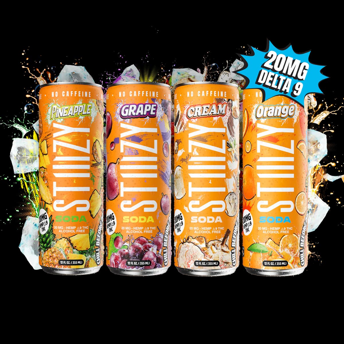 Stiiizy D9 THC Soda, 20mg – 4 Pack