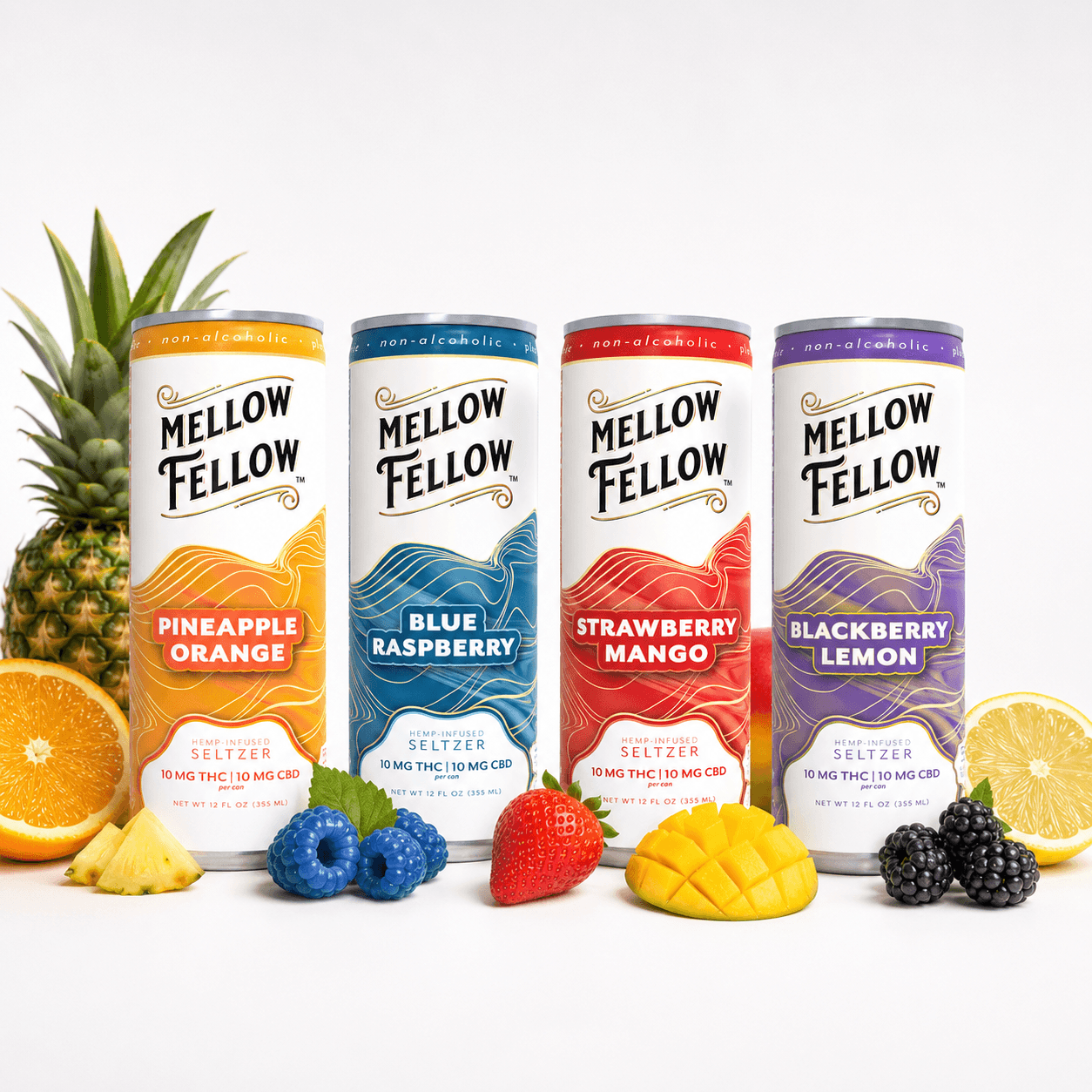 Mellow Fellow Delta-9 THC + CBD Seltzer 10mg THC + 10mg CBD – 4 Pack