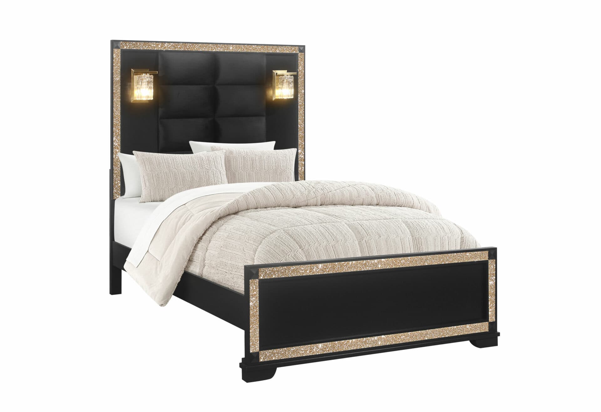 BLAKE BLACK FULL BED WITH LAMPS - thumbnail 2