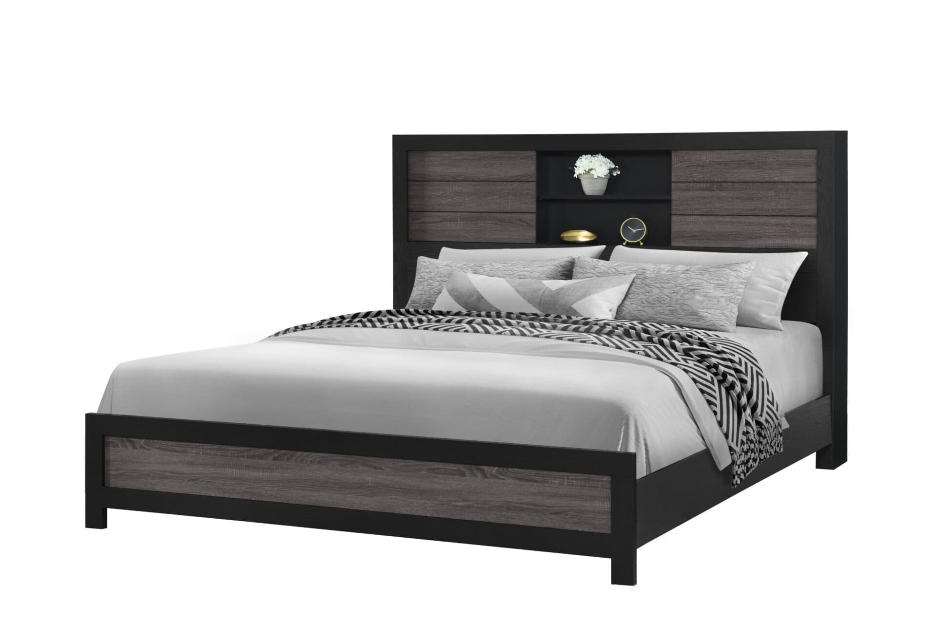 LISBON GREY/BLACK BOOKCASE KING BED GROUP - thumbnail 2