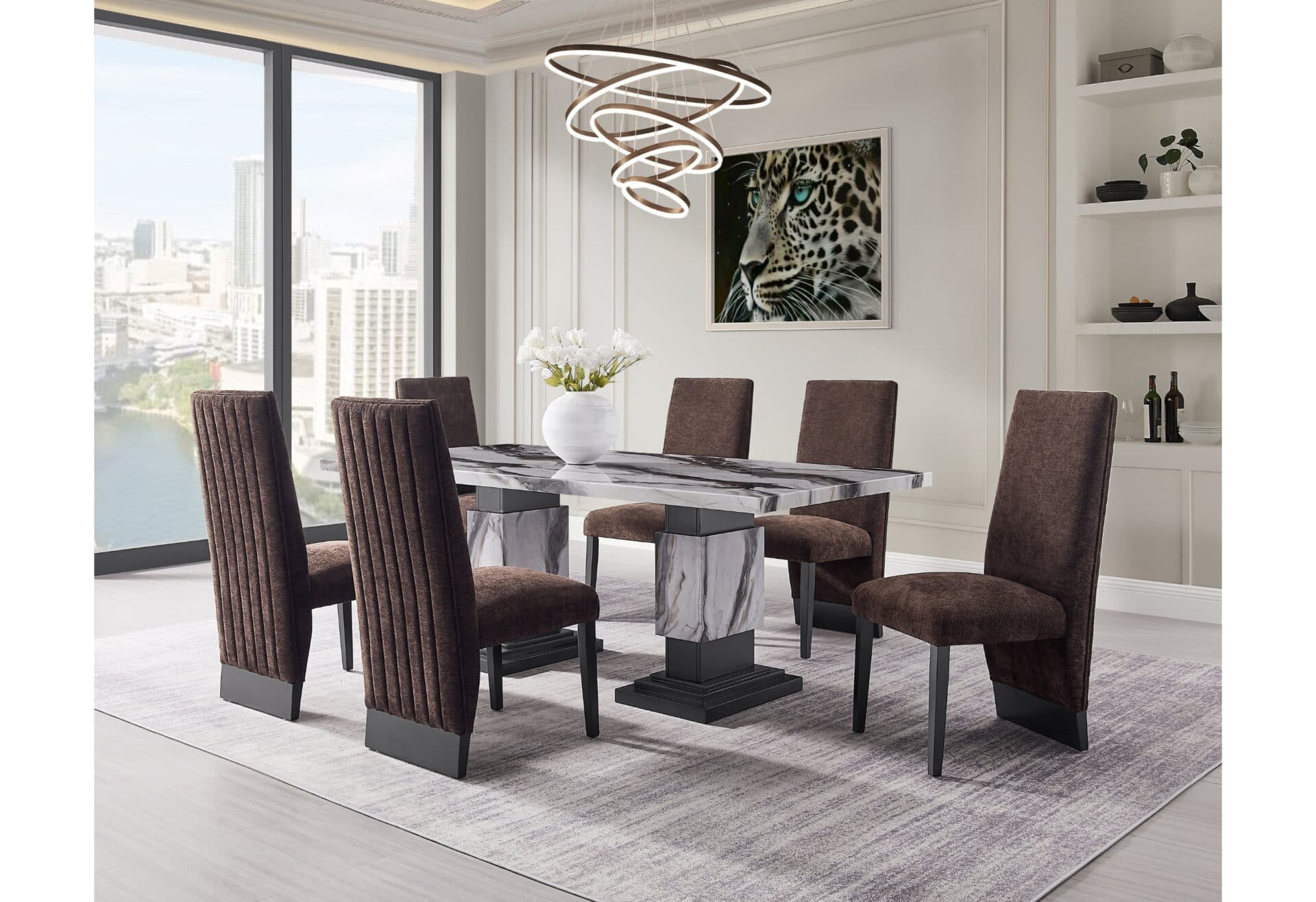 D12 DINING TABLE AND 8 D12 BROWN DINING CHAIRS - thumbnail 2
