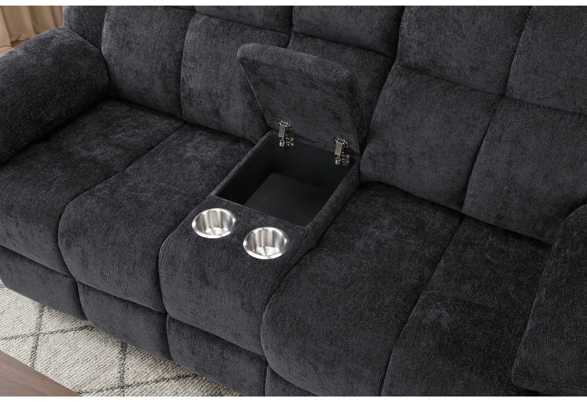 U6000 BLACK RECLINING SOFA/CONSOLE RECLINING LOVESEAT - thumbnail 2