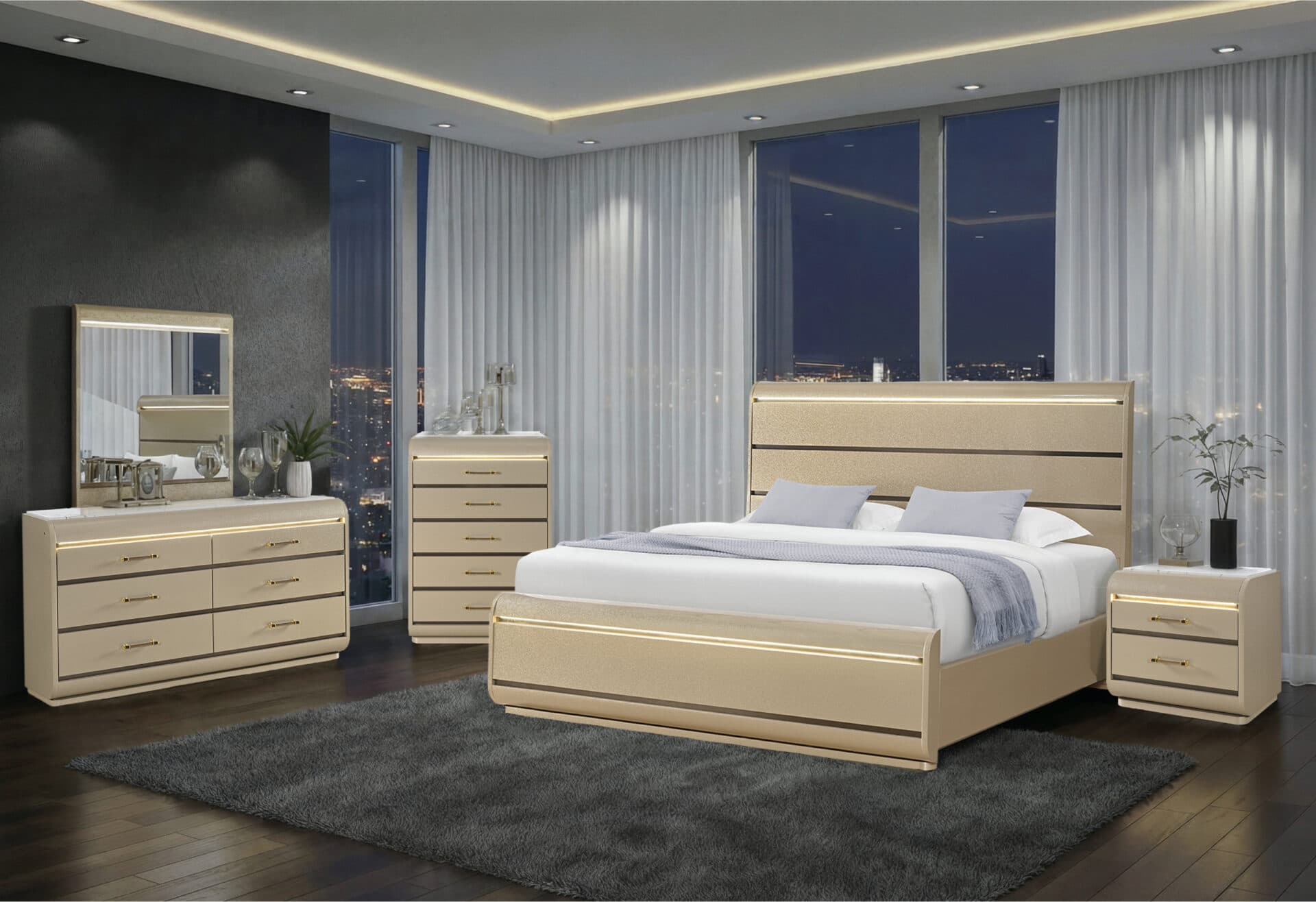GENESIS GOLD NIGHTSTAND WITH LED - thumbnail 4