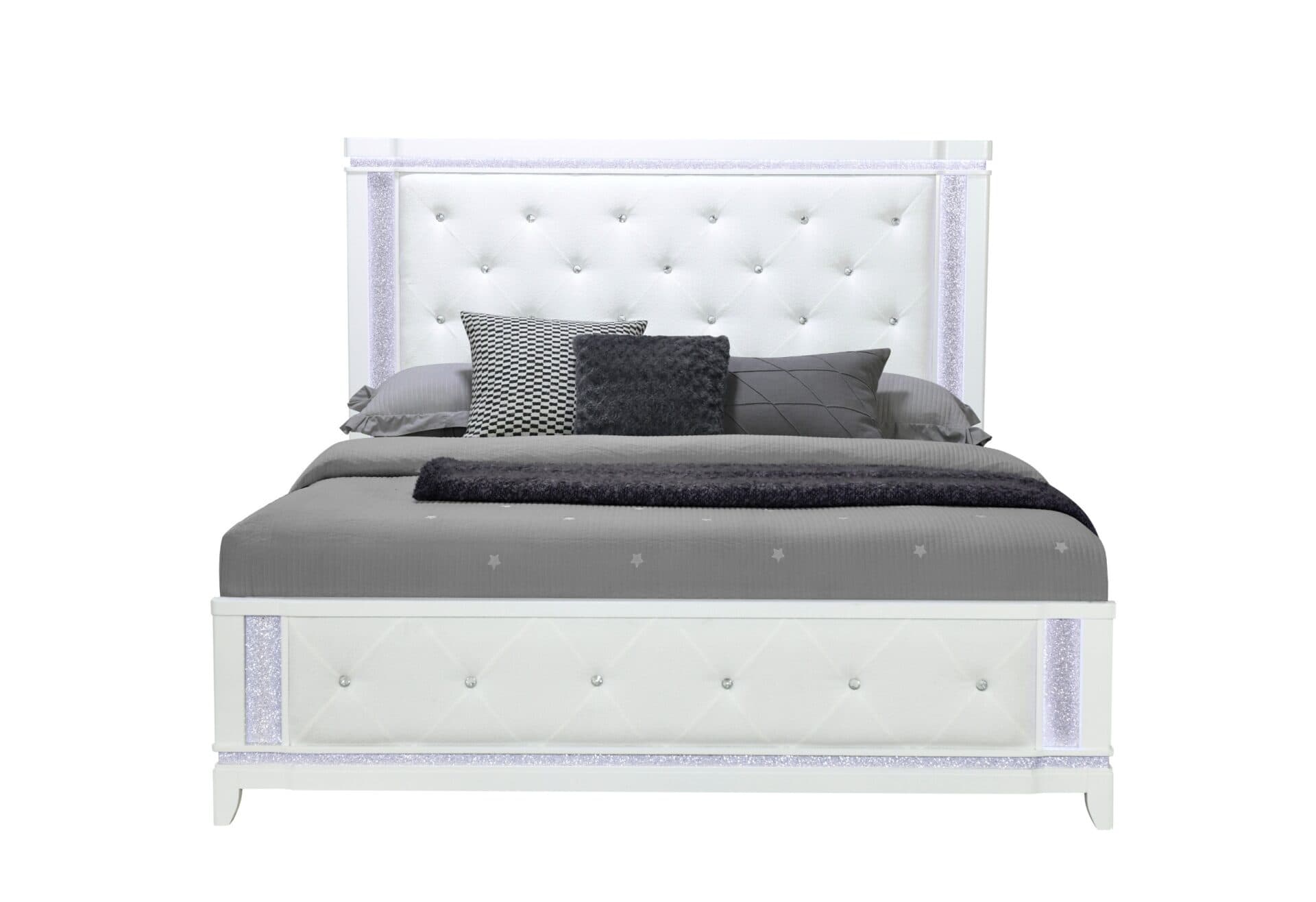 ALINA WHITE TWIN BED FOOTBOARD WITH LED