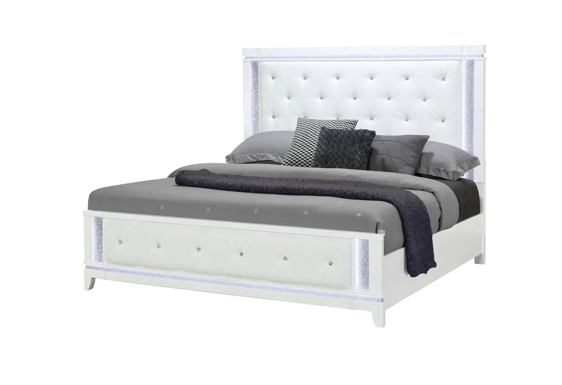 ALINA WHITE TWIN BED FOOTBOARD WITH LED - thumbnail 2