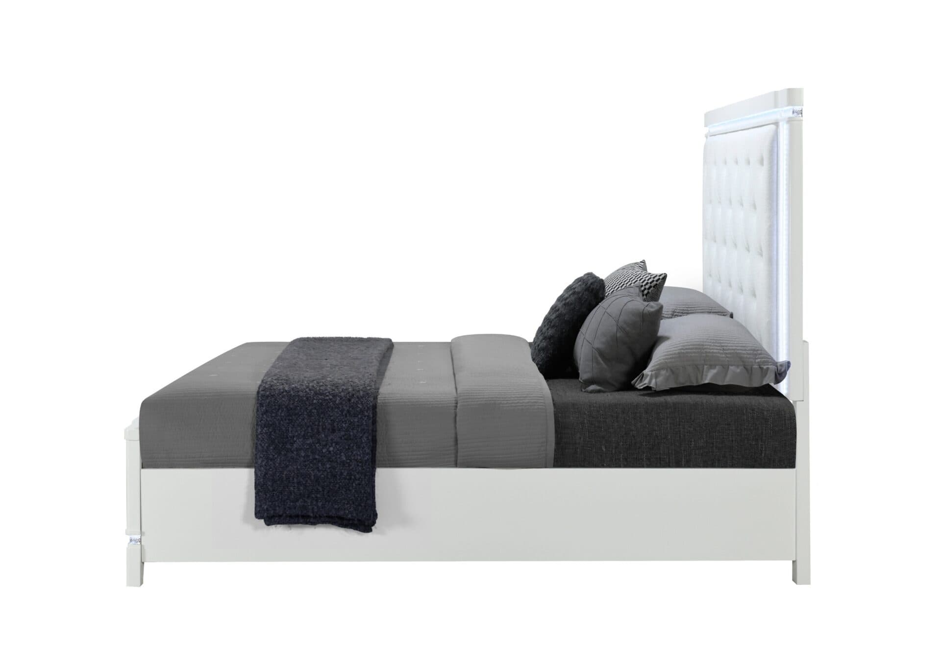 ALINA WHITE TWIN BED HEADBOARD WITH LED - thumbnail 3