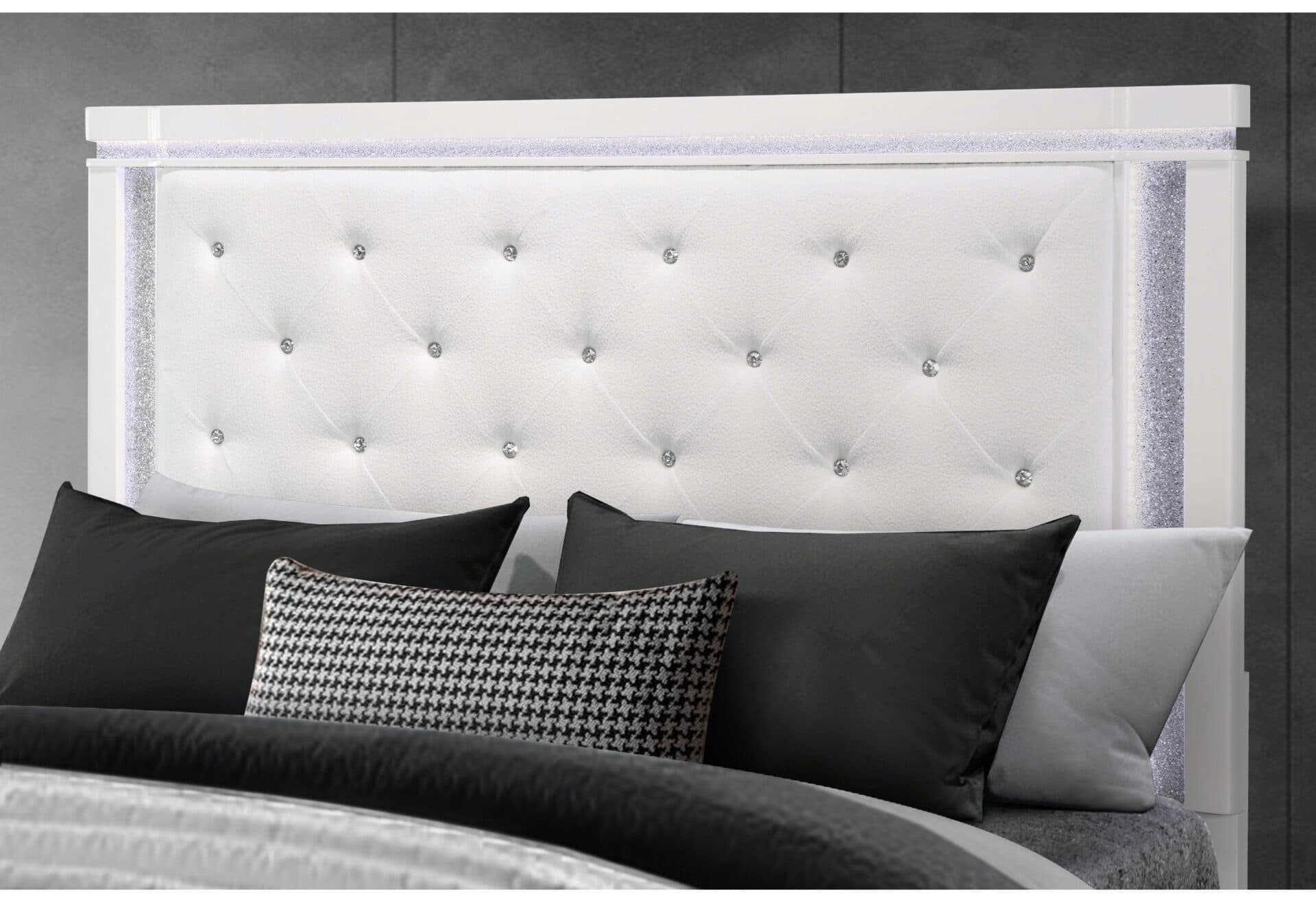 ALINA WHITE KING BED GROUP WITH LED - thumbnail 3