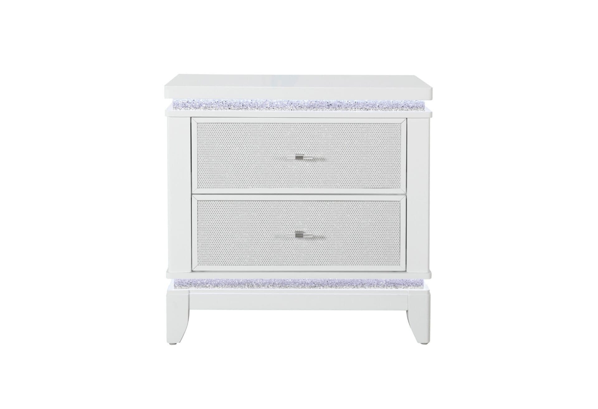 ALINA WHITE NIGHTSTAND WITH LED AND USB